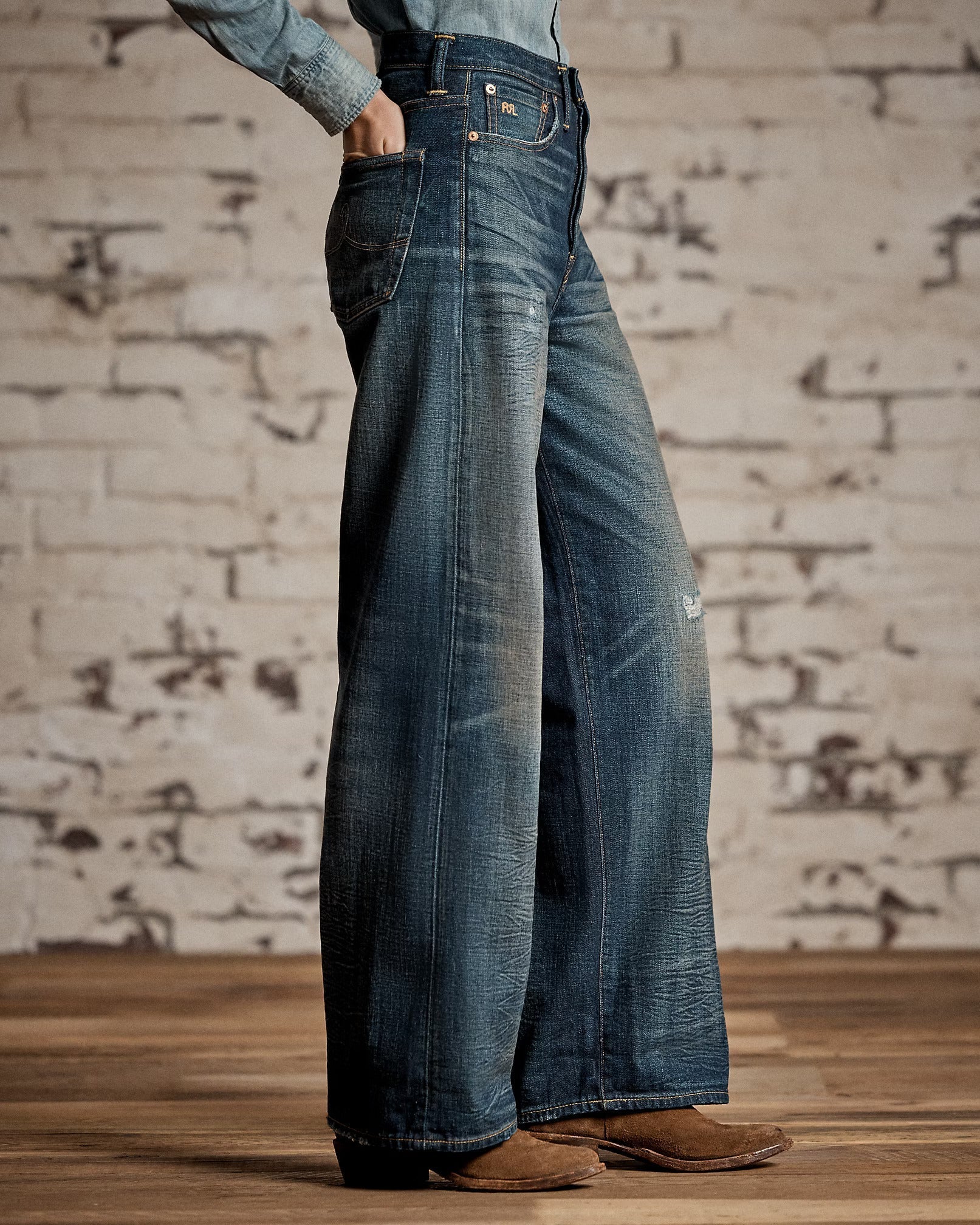 Double RL - Vintage Wide Fit Distressed Kenley Jean - Kenley Wash