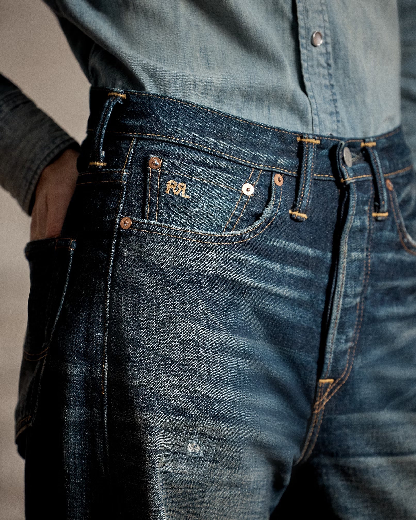 Double RL - Vintage Wide Fit Distressed Kenley Jean - Kenley Wash