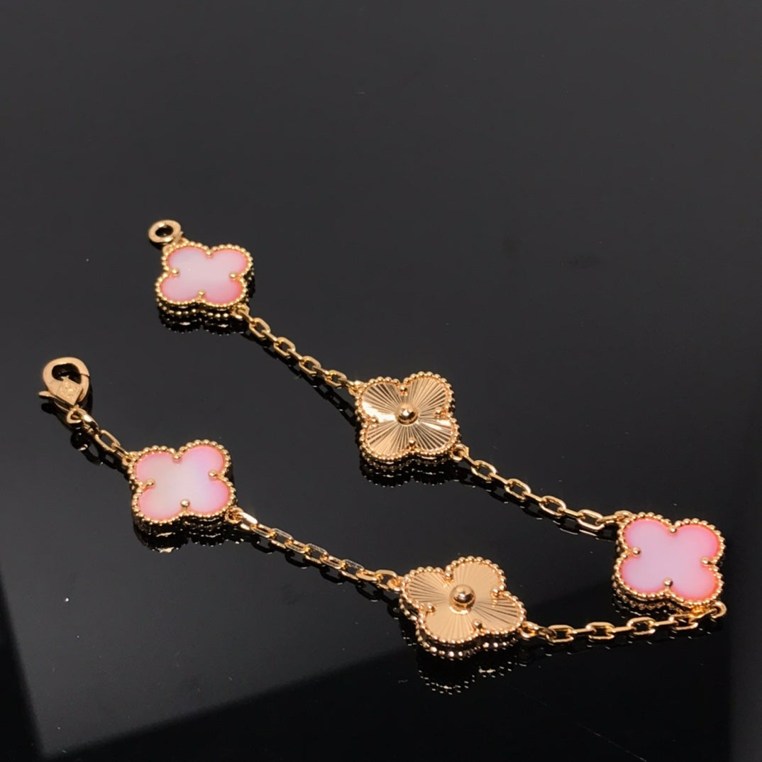 Van Cleef & Arpels CLOVER BRACELET 5 MOTIF PINK AND PINK GOLD