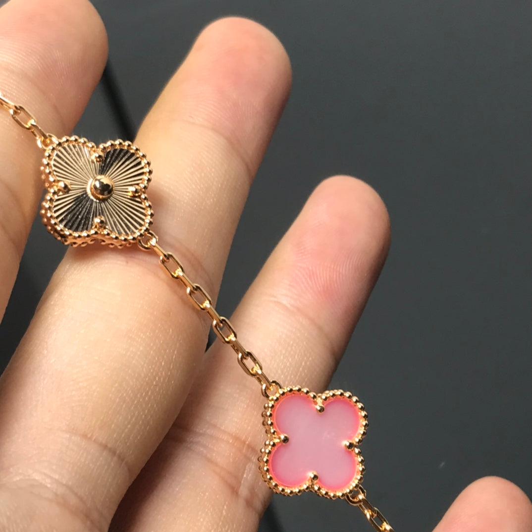 Van Cleef & Arpels CLOVER BRACELET 5 MOTIF PINK AND PINK GOLD