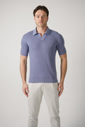 Zegna Knitted V-Neck Polo Lavendel
