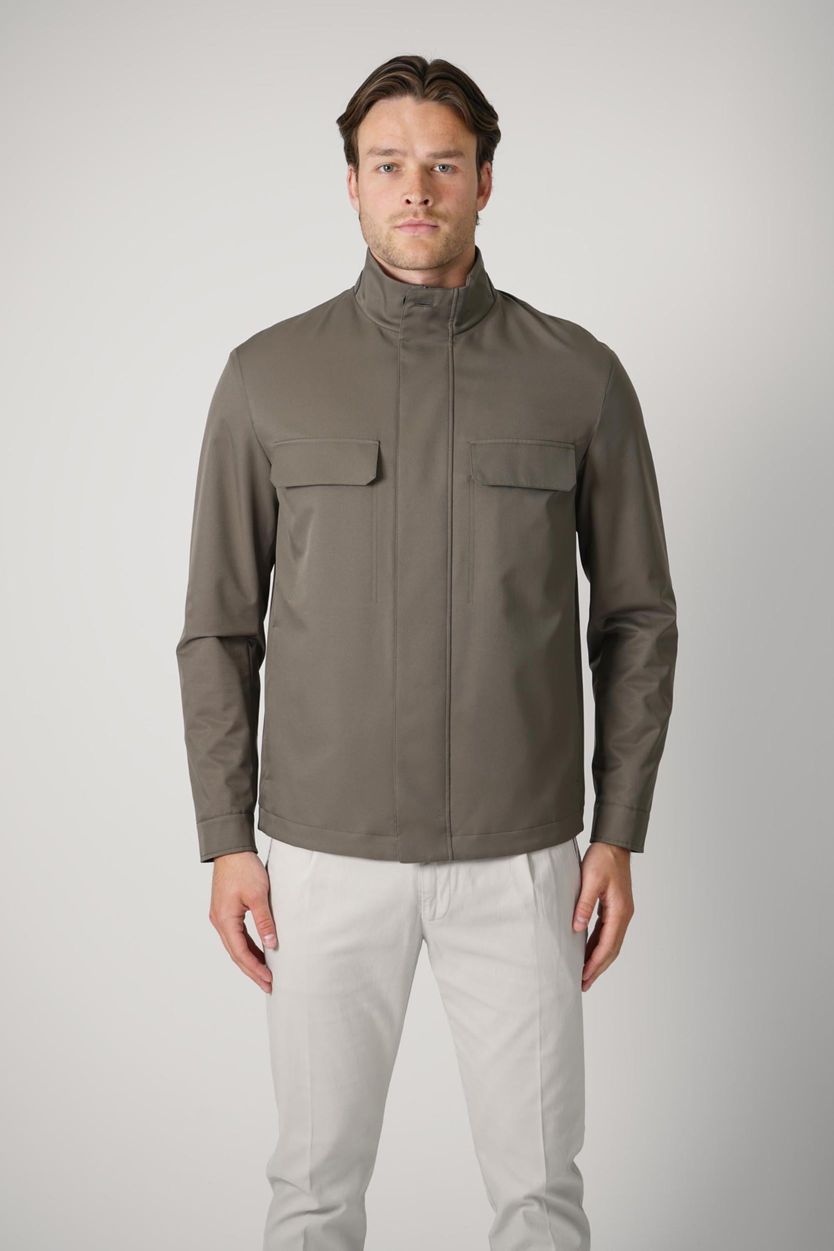 Zegna Microfiber Motorin Field Jacket Dark Taupe